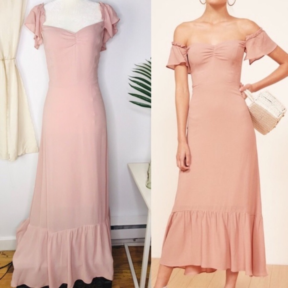 Reformation Butterfly Dress Champagne Blush Pink